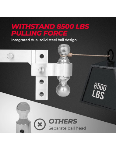 Enganche de Remolque Ajustable KEMIMOTO 6" Aluminio 2" y 2-5/16"