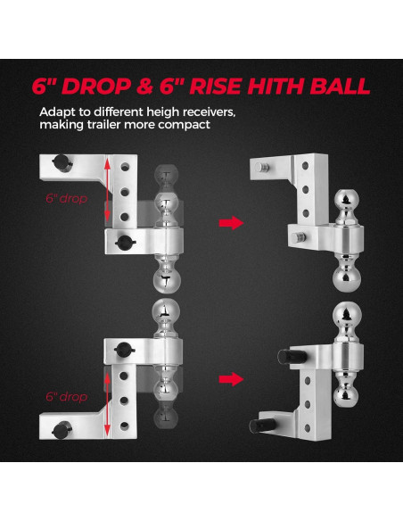 Enganche de Remolque Ajustable KEMIMOTO 6" Aluminio 2" y 2-5/16"