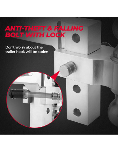 Enganche de Remolque Ajustable KEMIMOTO 6" Aluminio 2" y 2-5/16"
