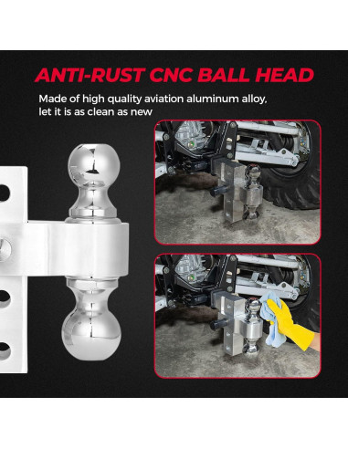 Enganche de Remolque Ajustable KEMIMOTO 6" Aluminio 2" y 2-5/16"