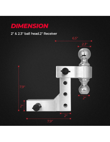 Enganche de Remolque Ajustable KEMIMOTO 6" Aluminio 2" y 2-5/16"