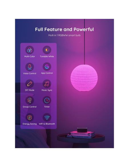 Bombillas Inteligentes Govee H6008 RGBWW, 800 Lúmenes, Paquete de 6