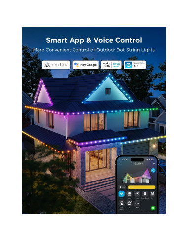 Luces LED de tira exterior Govee H703B 100 pies RGBIC IP65