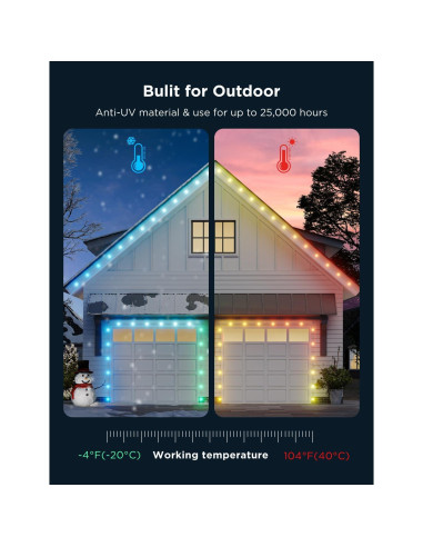 Luces LED de tira exterior Govee H703B 100 pies RGBIC IP65