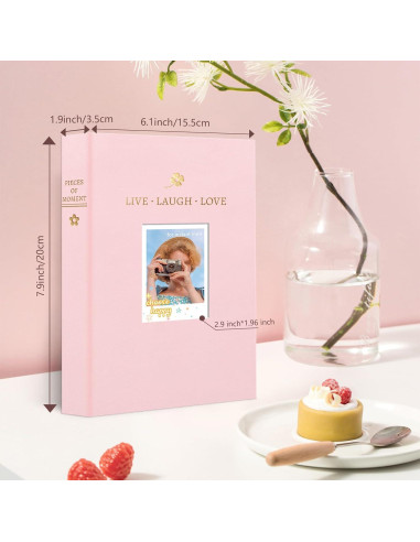 Álbum de Fotos Holoary Rosa 128 Bolsillos para Instax Mini