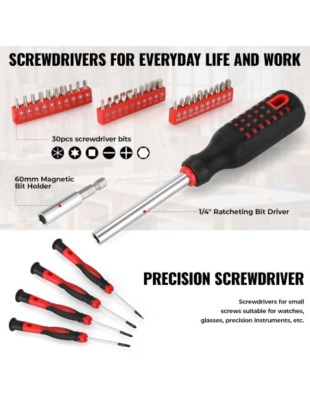 Kit de Herramientas TLGREEN 218 Piezas con Estuche Rojo