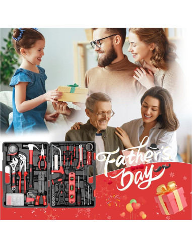 Kit de Herramientas TLGREEN 218 Piezas con Estuche Rojo