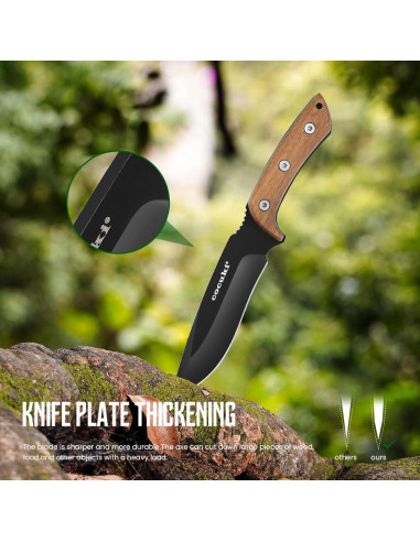 Juego de Hachas y Cuchillo CoCuKi con Funda de Cuero 29cm