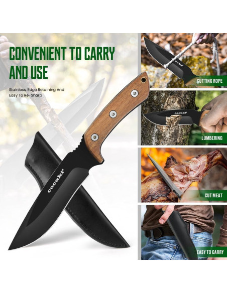 Juego de Hachas y Cuchillo CoCuKi con Funda de Cuero 29cm Juego de Hachas y Cuchillo CoCuKi con Funda de Cuero 29cm