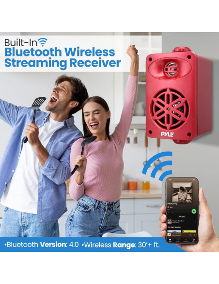 Altavoces Bluetooth Pyle PDWRBT36RD Impermeables 200W