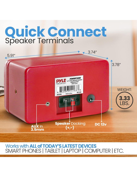 Altavoces Bluetooth Pyle PDWRBT36RD Impermeables 200W