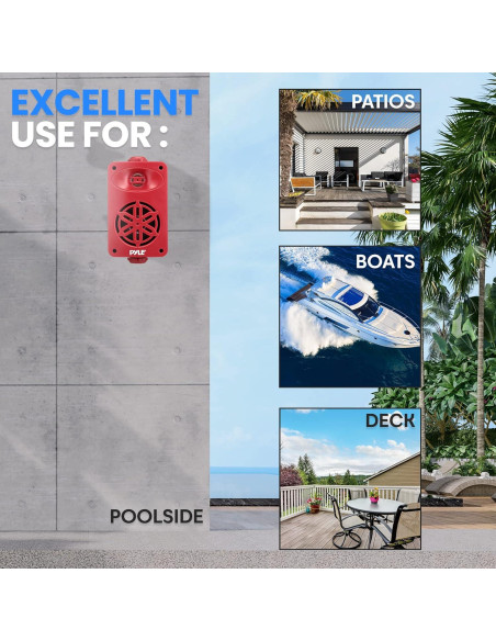 Altavoces Bluetooth Pyle PDWRBT36RD Impermeables 200W