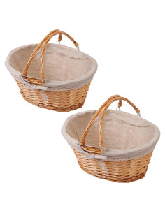 Cesta Tejida de Mimbre KINJOEK 2 Piezas 33x23x12 cm Natural