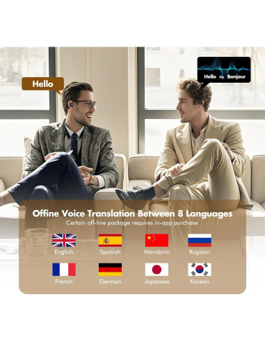 Auriculares de Traducción AI Plubedo Inalámbricos Negro 144 Idiomas