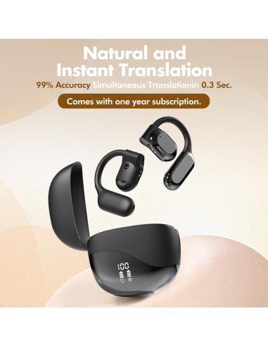 Auriculares de Traducción AI Plubedo Inalámbricos Negro 144 Idiomas