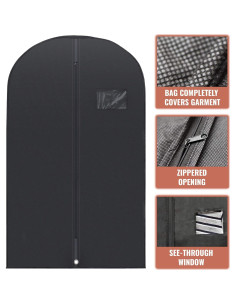 Bolsas de Ropa Negras PLX 40" x 24" - Paquete de 5 2