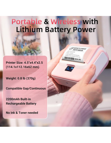 Impresora de Etiquetas ORGSTA T003 Bluetooth 8 cm Rosa