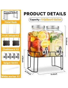 Dispensador de Bebidas de Vidrio Haotao 3.78L Retro Minimalista 2