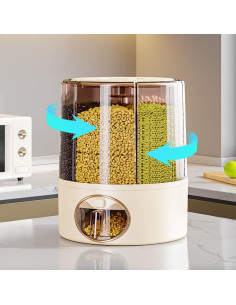 Dispensador de Granos TTCHANG 6 Compartimentos Amarillo 28x23.5cm 2