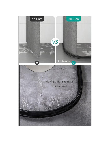 Dique de Ducha Plegable Ynotus 100% Goma 1.2cm Alto Negro