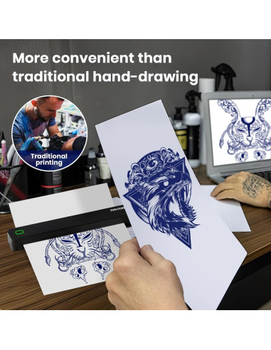 Impresora de Plantillas de Tatuaje XWKOXWK Inalámbrica Bluetooth