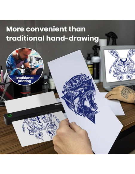Impresora de Plantillas de Tatuaje XWKOXWK Inalámbrica Bluetooth