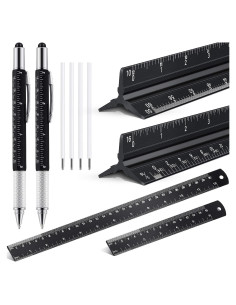 Weewooday Set de Reglas de Aluminio 12" y 6" con Bolígrafos 6 en 1