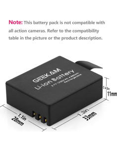 Batería Recargable GEEKAM 2x1350mAh para Cámara de Acción 2