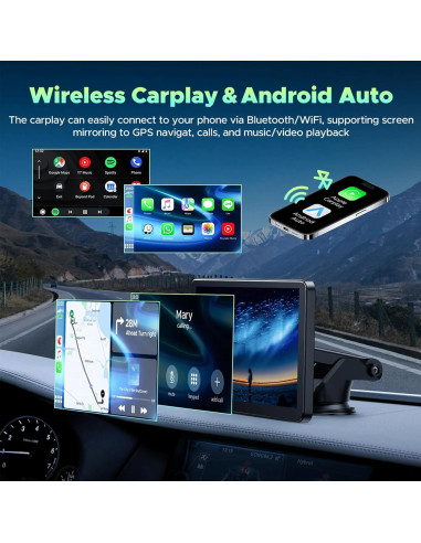 Pantalla Portátil 7" CarPlay Android Auto Baoqun con Cámara