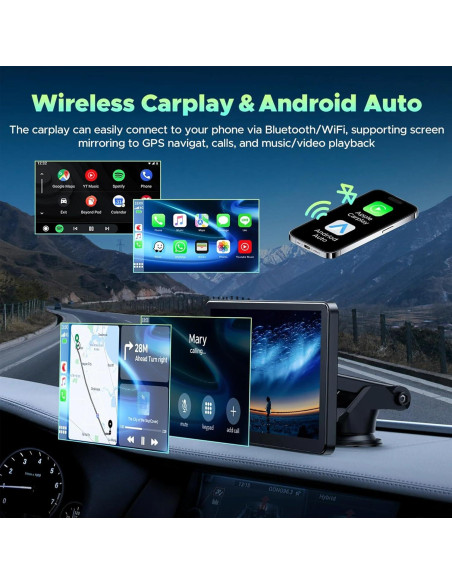 Pantalla Portátil 7" CarPlay Android Auto Baoqun con Cámara Pantalla Portátil 7" CarPlay Android Auto Baoqun con Cámara