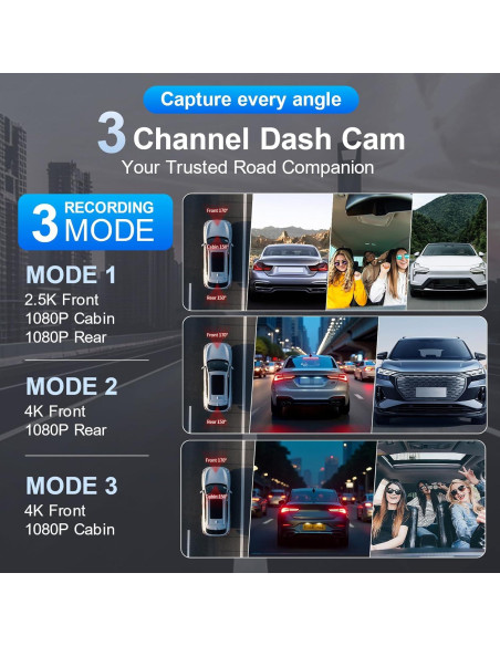 Cámara de Tablero IusZup ZD59 4K Triple 320 GPS WiFi 32GB