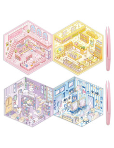 Pegatinas 3D DIY Zhzcncg - 4 Escenas Miniatura Coloridas