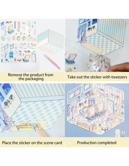 Pegatinas 3D DIY Zhzcncg - 4 Escenas Miniatura Coloridas