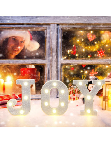 Luces LED Letras Marquee Navidad Joy 16 cm Roowest