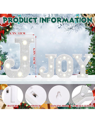Luces LED Letras Marquee Navidad Joy 16 cm Roowest
