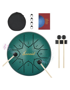 Tambor de Lengua de Acero Sovvid 15 cm 8 Notas Verde Malachita