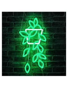 Luz de Neón LED Maceta Verde 28x20 cm para Decoración
