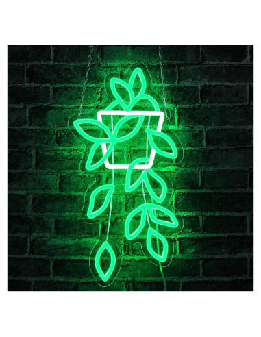Luz de Neón LED Maceta Verde 28x20 cm para Decoración