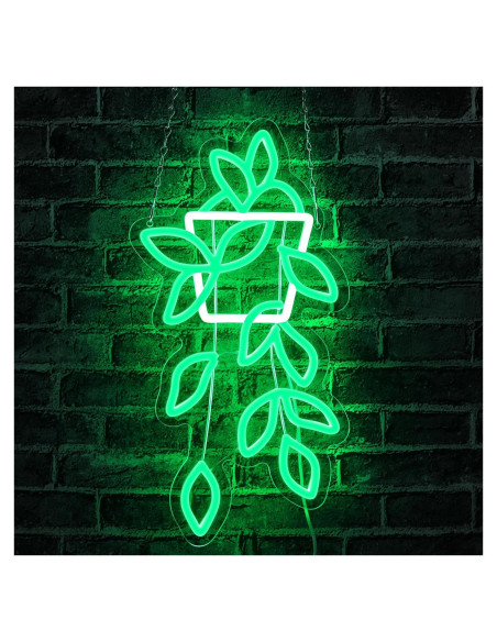 Luz de Neón LED Maceta Verde 28x20 cm para Decoración
