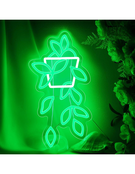 Luz de Neón LED Maceta Verde 28x20 cm para Decoración