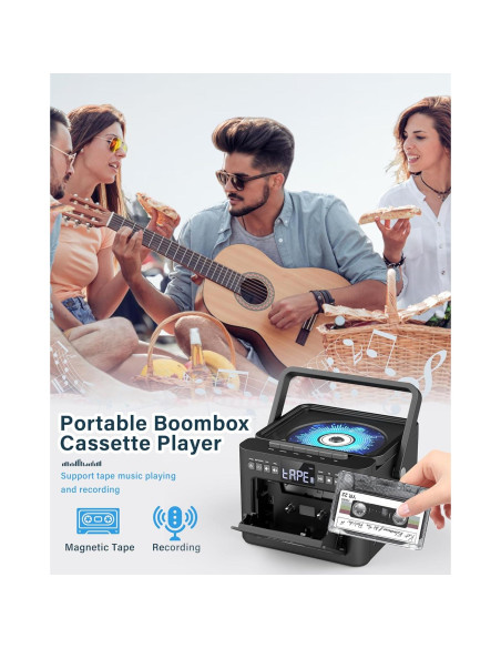 Reproductor de CD Boombox Sunoony CD-W16 Bluetooth 5.1 5000mAh