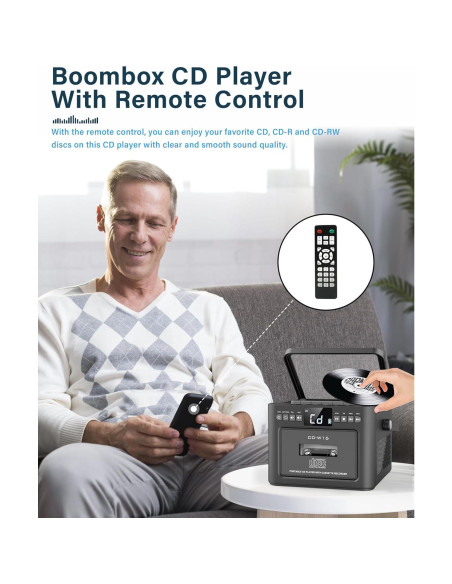 Reproductor de CD Boombox Sunoony CD-W16 Bluetooth 5.1 5000mAh