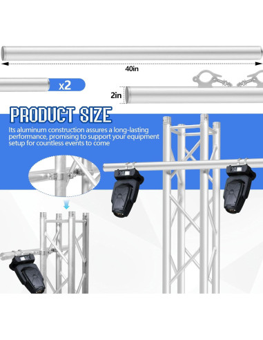Tubo de Truss de Aluminio 101.6 cm con Doble Abrazadera