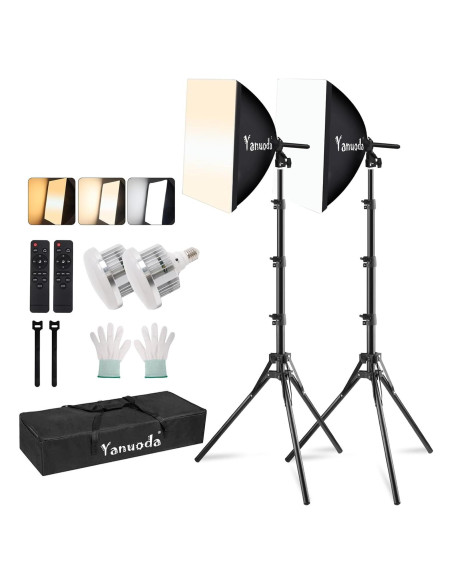 Kit de Iluminación Softbox Yanuoda 2x95W LED Ajustable 3000K-7500K