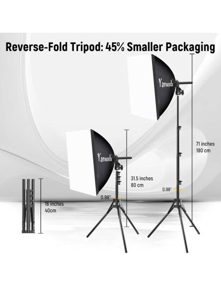 Kit de Iluminación Softbox Yanuoda 2x95W LED Ajustable 3000K-7500K
