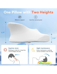 Almohada Cervical de Doble Altura Ofwaterstroll - Espuma con Memoria 2