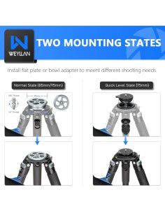 Trípode Profesional WEYLLAN LX9 Fibra de Carbono 40mm 40kg 2