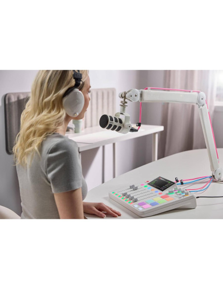Micrófono Dinámico Rode PodMic USB y XLR con Brazo PSA1+ Blanco