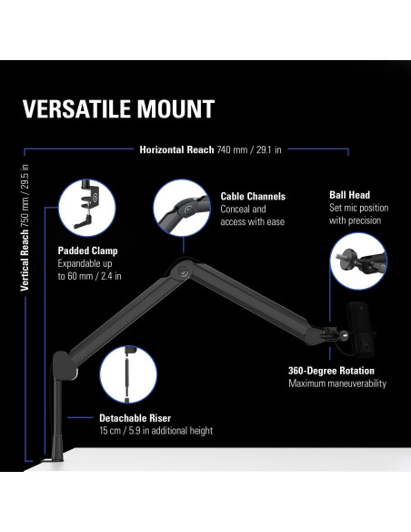 Micrófono XLR Elgato Wave DX, Optimizado para Voz, 0.99 kg