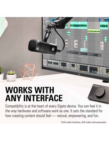 Micrófono XLR Elgato Wave DX, Optimizado para Voz, 0.99 kg